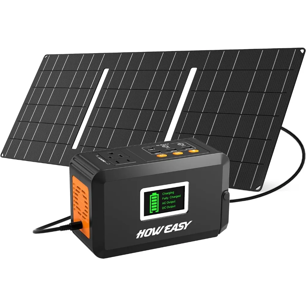 

Portable 88.8Wh Solar-Powered Generator with 30W Solar Panel and 150W Peak Power Supply for Camping, featuring 110V AC Outlet.