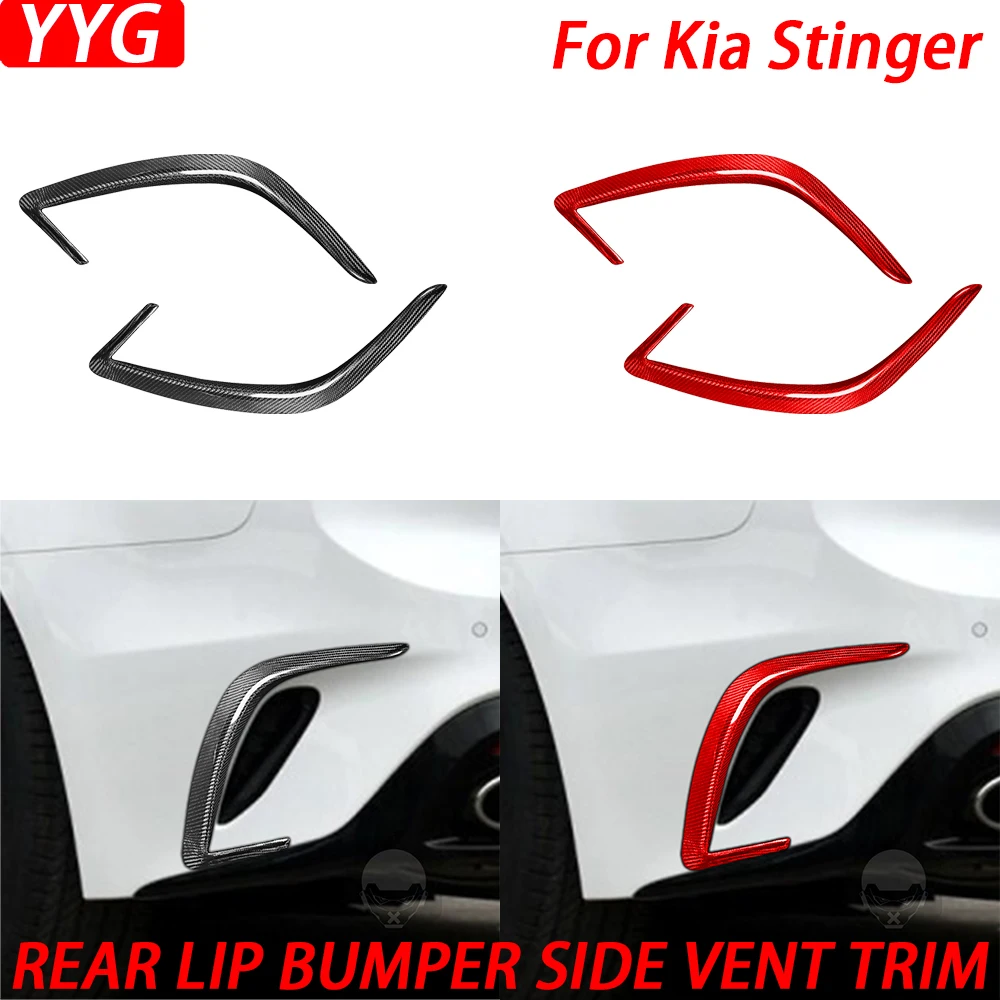 

LHD RHD Car Styling Real Dry Carbon Fiber Rear Bumper Lip Side Vent Cover Trim Decoration Sticker For Kia Stinger 2018-2023