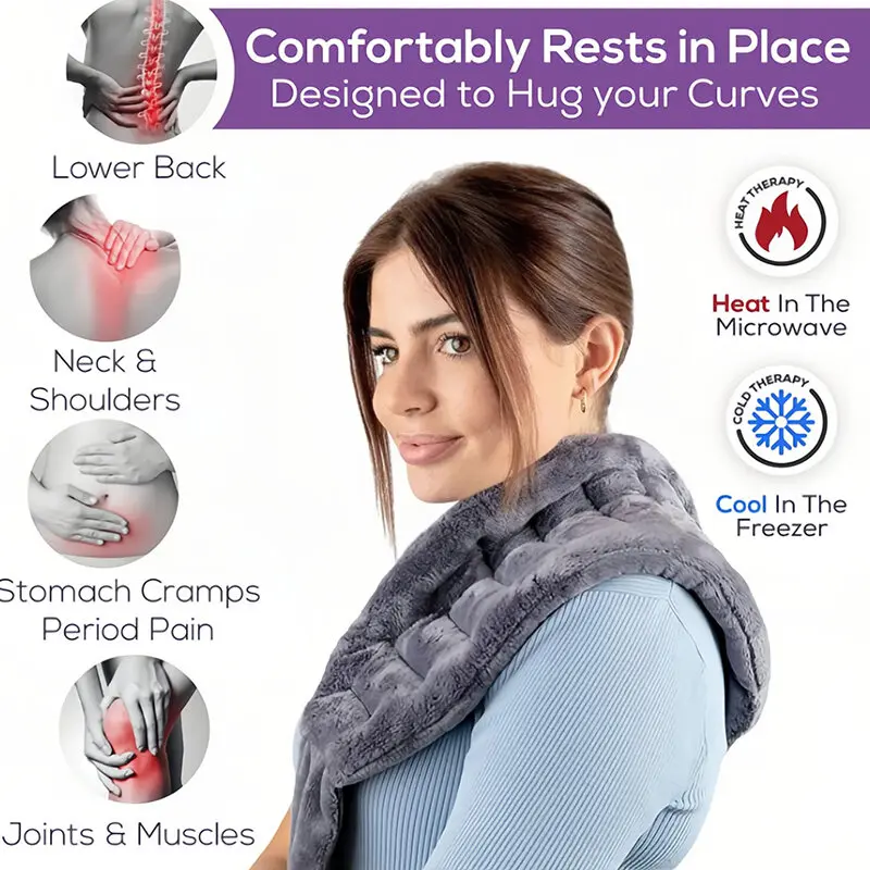 Microwavable Heating Pad for Lower Back Pain Relief Moist Heating Pad for Neck & Shoulders Cramps Warm Compress Heat Wrap