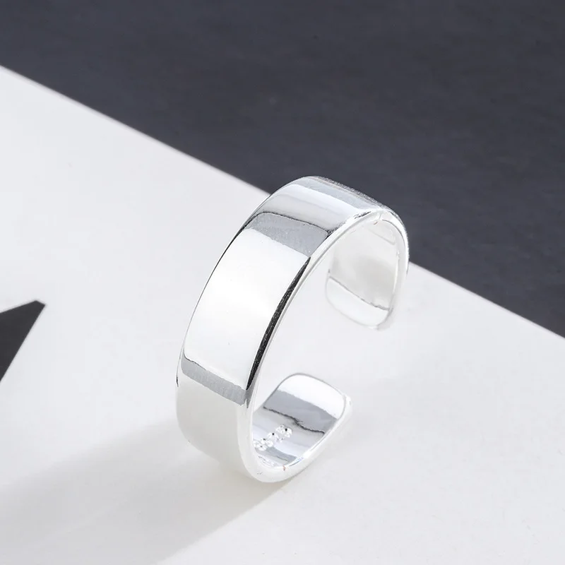 Unisex 925 Sterling Silver Smooth Round Opening Ring