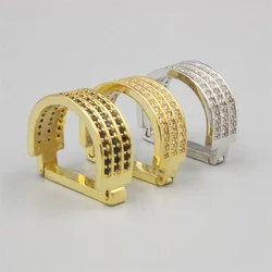 Fashion Men's D-shaped Tie Clips Formal Luxury Zircon Micro Inlaid Buckle Fixing Ring Wedding Business Clothing Accessories