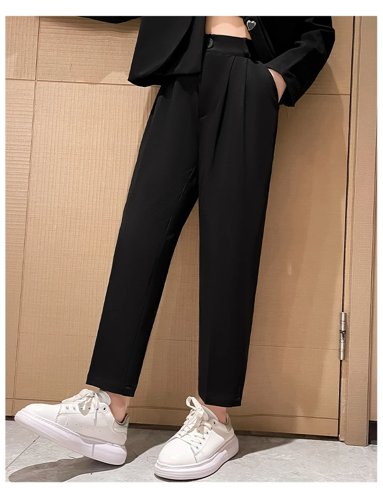 Schwarzer Blazer für Teenager-Mädchen, Cigarette-Hose, Ganzjahres-Bestseller, Hochgeschnittene Lange Hose, Koreanische Kinder-Hochzeitsmode, Formelle Hose – Detail 16