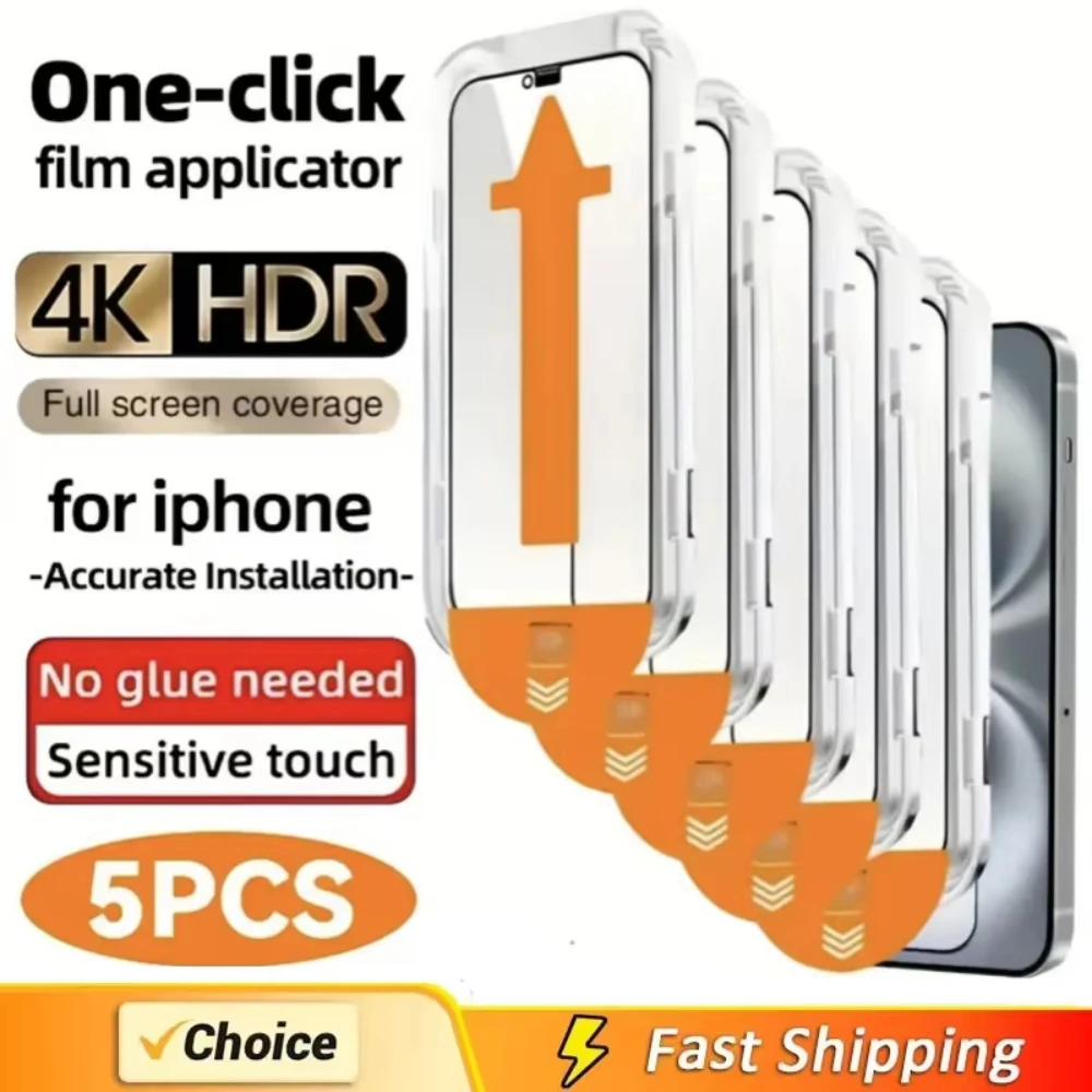 NNBILI Oleophobic Coating Dust Free Easy Installation Screen Protector For iPhone14 11 13 12 15 16 Pro Max Mini XS XR Plus Glass