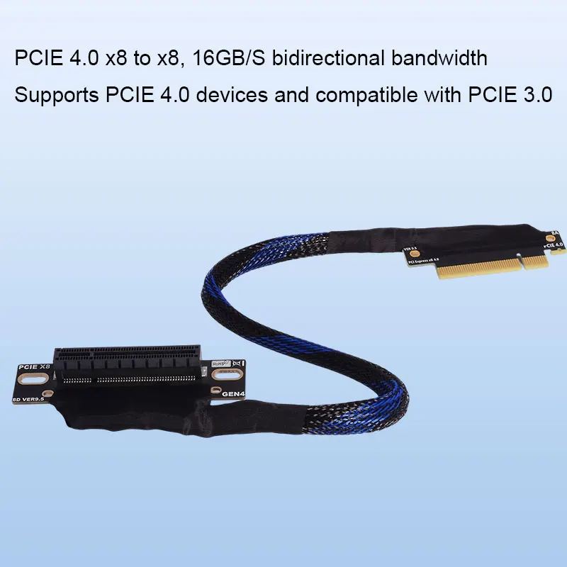 PCIE 4.0X8 To X8 Extension Cable Graphics Card External Wiring Compatible GEN4  PCIe 3.0 Adapter  for Network Solid-state Drives