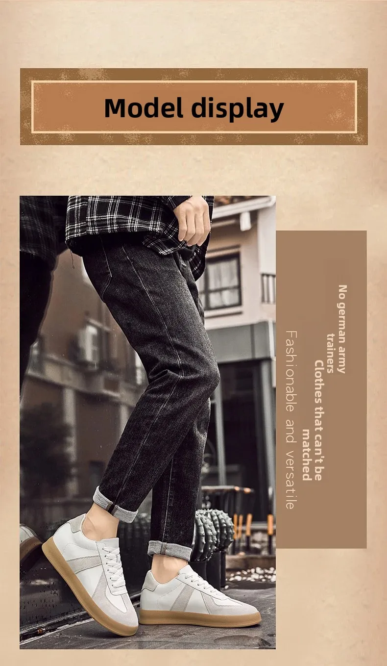 Men's Invisible Height Increasing Shoes 6/8cm German Training Shoes Breathable Genuine Leather Retro Casual Sports Shoes