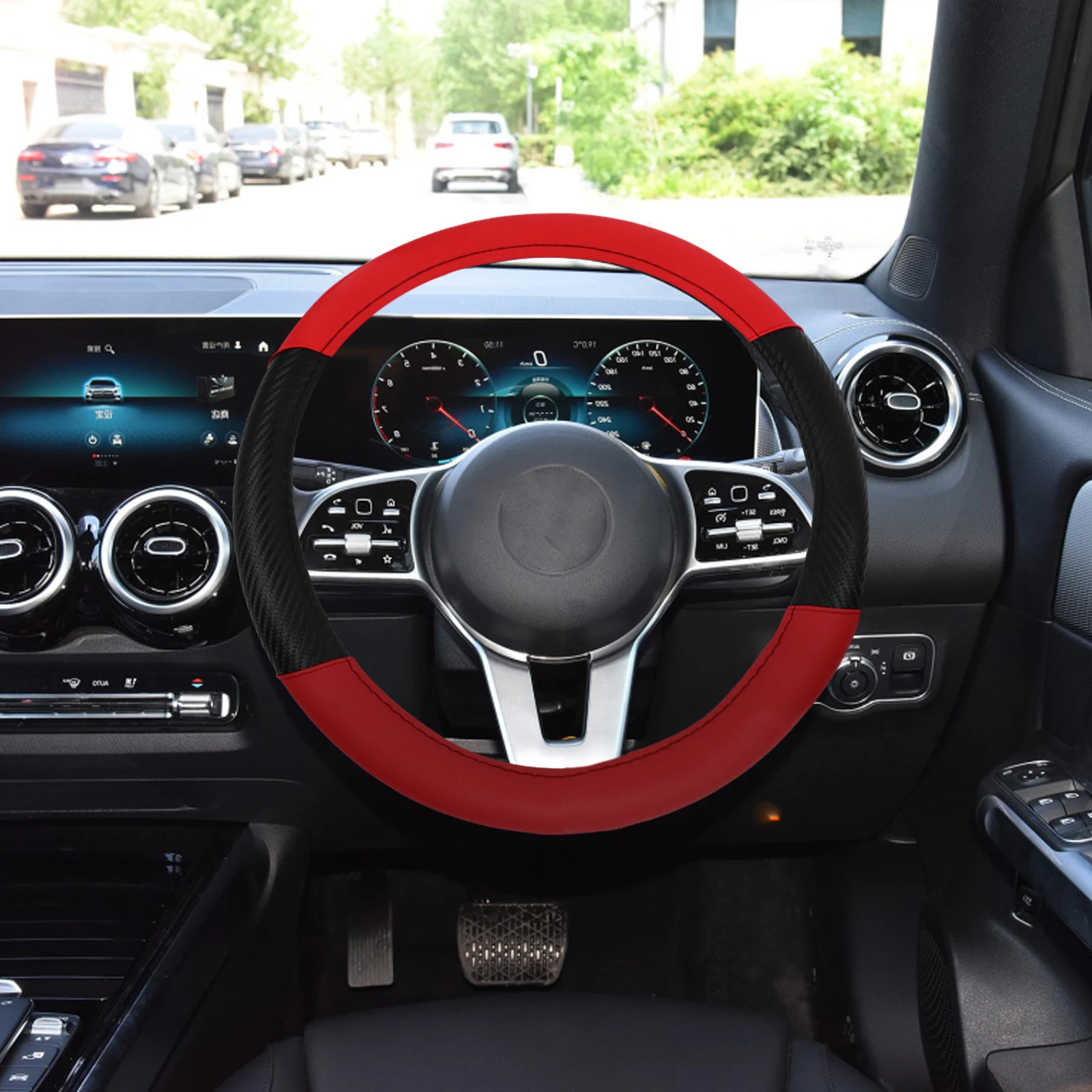 

Steering Wheel Cover Universal Non Skid Car Sleeve Protector Fiber Smooth Durable Heat Resistant Fashion Interior Secure Grip