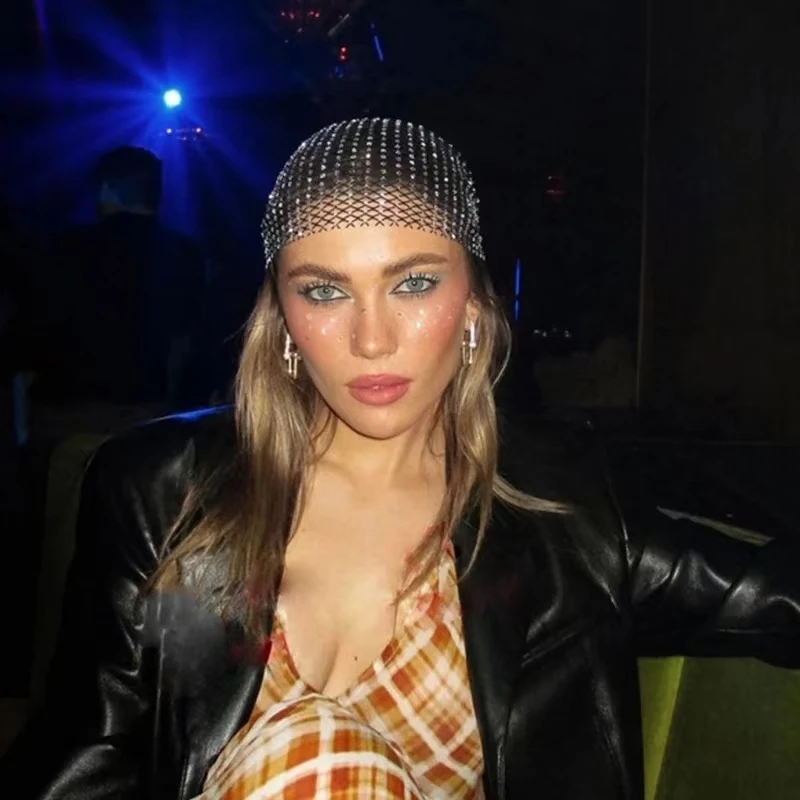 

Женская бандана с блестками и стразами, повязка на голову с бриллиантами, повязка на голову, платок Rave Festival, тюрбан, Клубная одежда, вечерние головные уборы