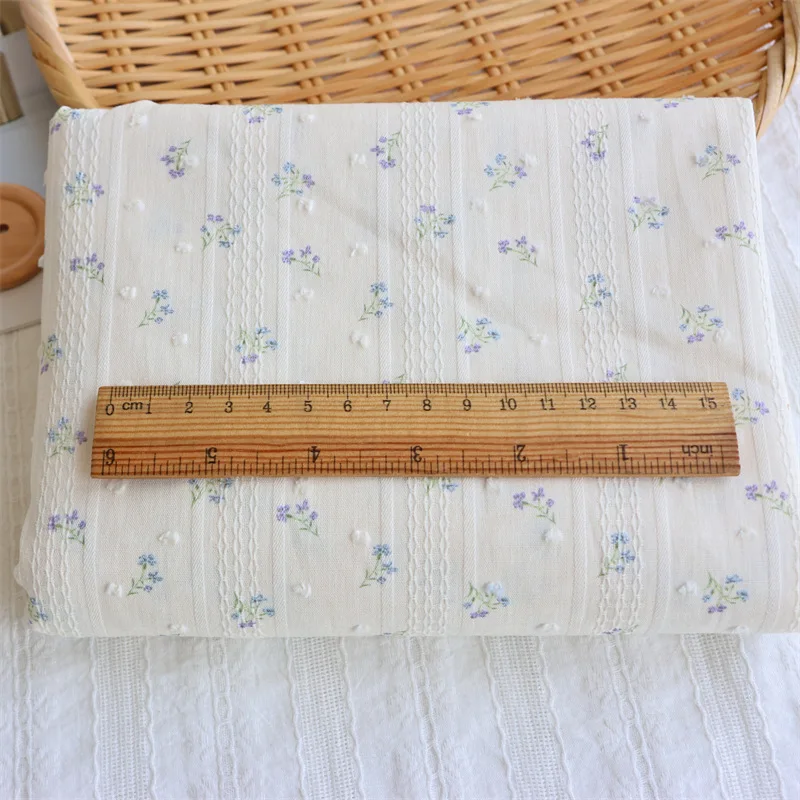 145 x 50 cm gestreifter Jacquard-Stoff aus reiner Baumwolle mit kleinem Blumenmuster, DIY-Stoff für Kinderkleidung, Vorhänge, Röcke – Detail 8