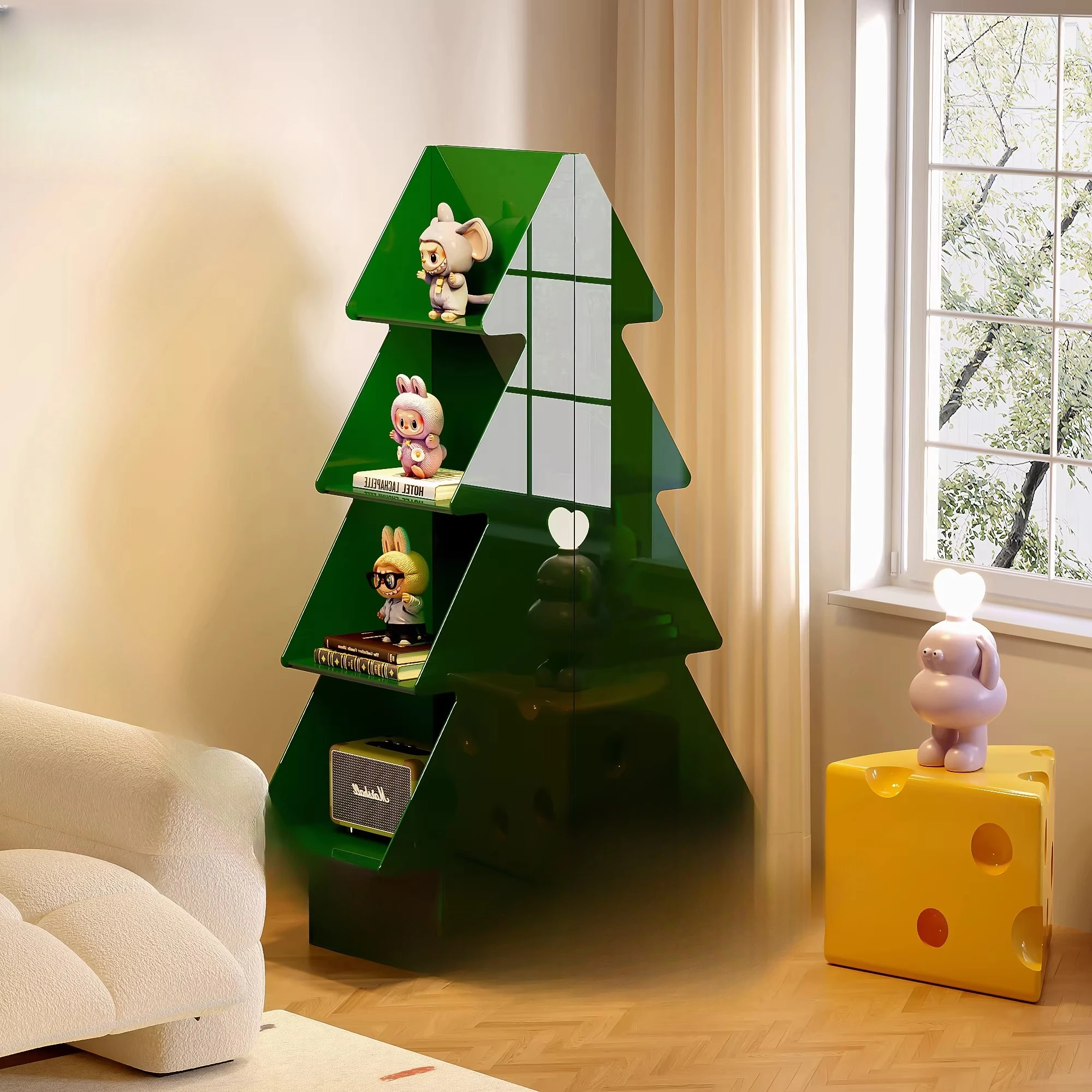 Christmas tree shelves, living room storage cabinets
