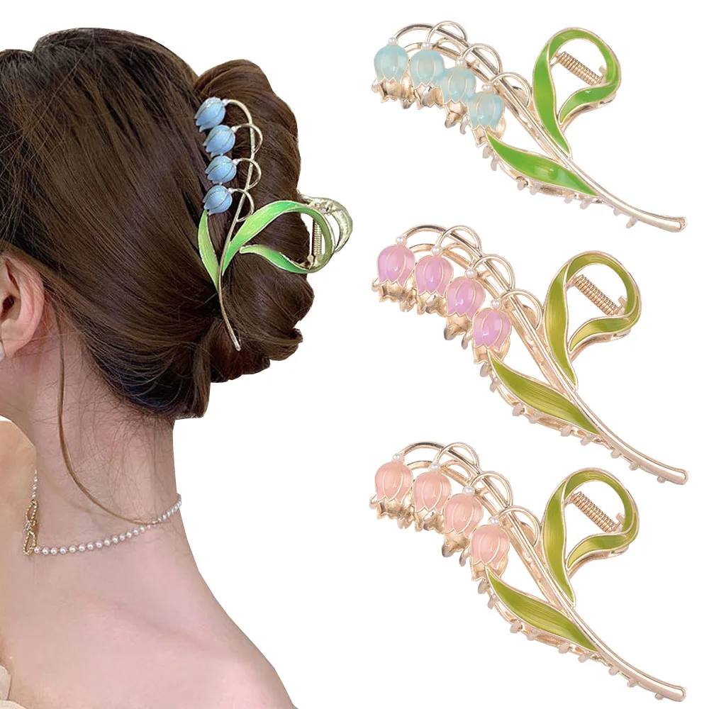 Flowers Fashion Shark Clip Metal Grab Back of the Head New 2025 Gold-plated Plate Hair Grip Clip Hair Accessories