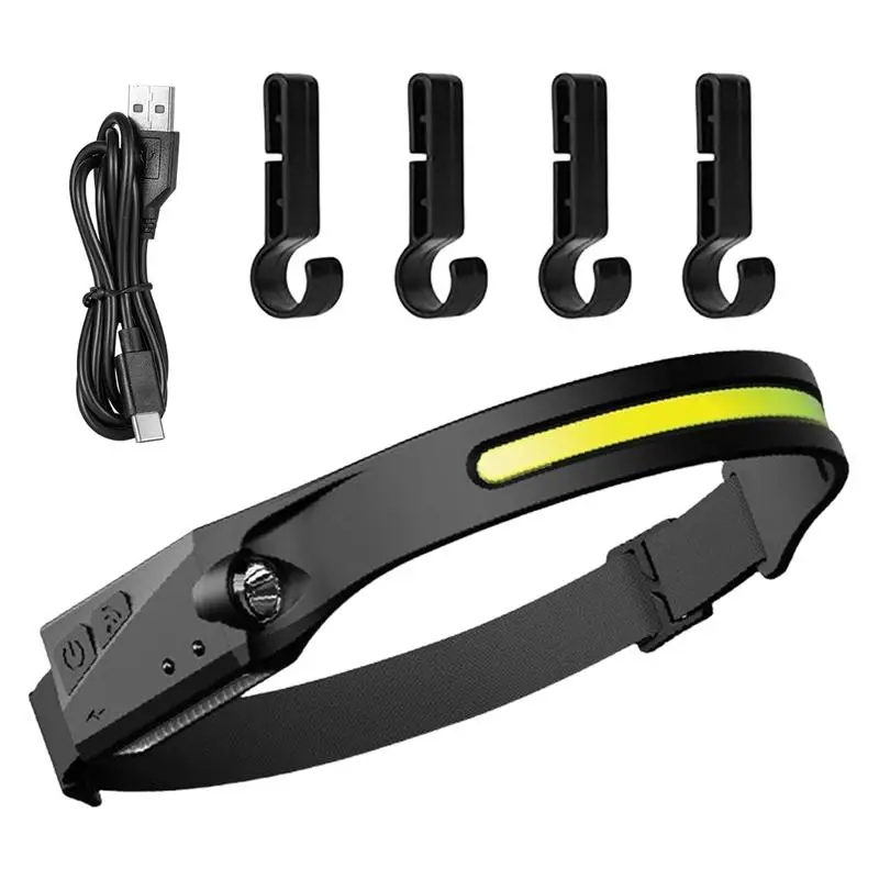 Headlights For Forehead Bright Led Headlight Wide Beam Work Headlamp USB Headband Camping Running Headlamps With Motion Sensor