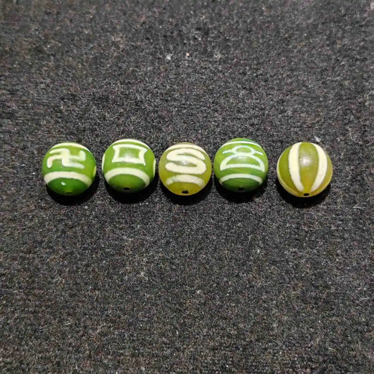 Tibet Agate Dzi Green Ten Thousand Character Heaven and Earth Multi totem Tianzhu Necklace Pendant DIY Accessories 10/pack