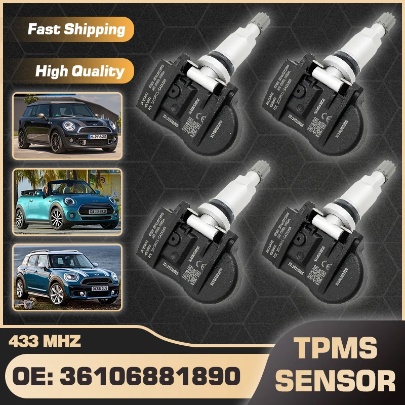 TPMS Tire Pressure Monitor Sensor For Mini Clubman F54 Mini Cabrio F57 Mini Countryman F60 2014-EOP 36106881890 70735510 433 MHz