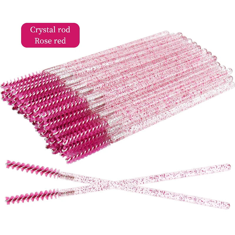 50 Pcs Eyelash Brushes Disposable Crystal Eyebrow Brush Mascara Wand Eye Lash Cosmetic Lashes Extension Makeup Tools