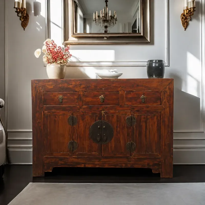 Ming Qing Style Retro Solid Wood Side Cabinet Vintage Folk Custom Nostalgic Old Furniture Porch Display Counter Babao