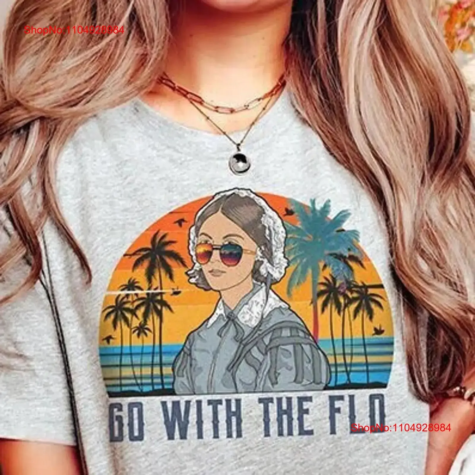 فلورنسا العندليب تي شيرت فلو الممرضات كروز الصيف RN LPN رحلة عطلة الفتيات مجموعة الاستوائية خمر غسلها مصمم الملابس