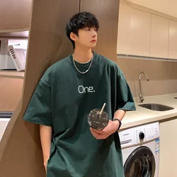 T Shirt Oversized Cotton For Men White Men's Summer Letter Print T-shirts Male 5XL Casual Wear Tee Shirts Big Size Tshirts