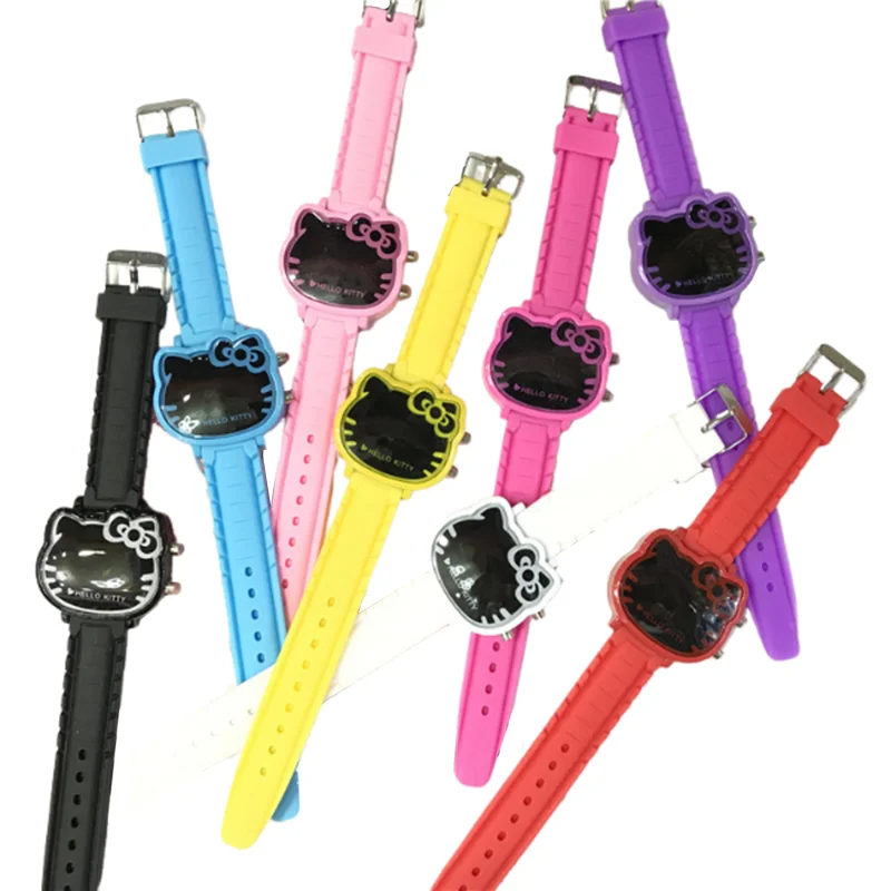 Miniso Anime Cartoon Sanrio Hello Kitty LED Digital Girls Student Sport Watch Children Kids Electronic Silicone Belt Watch Gift