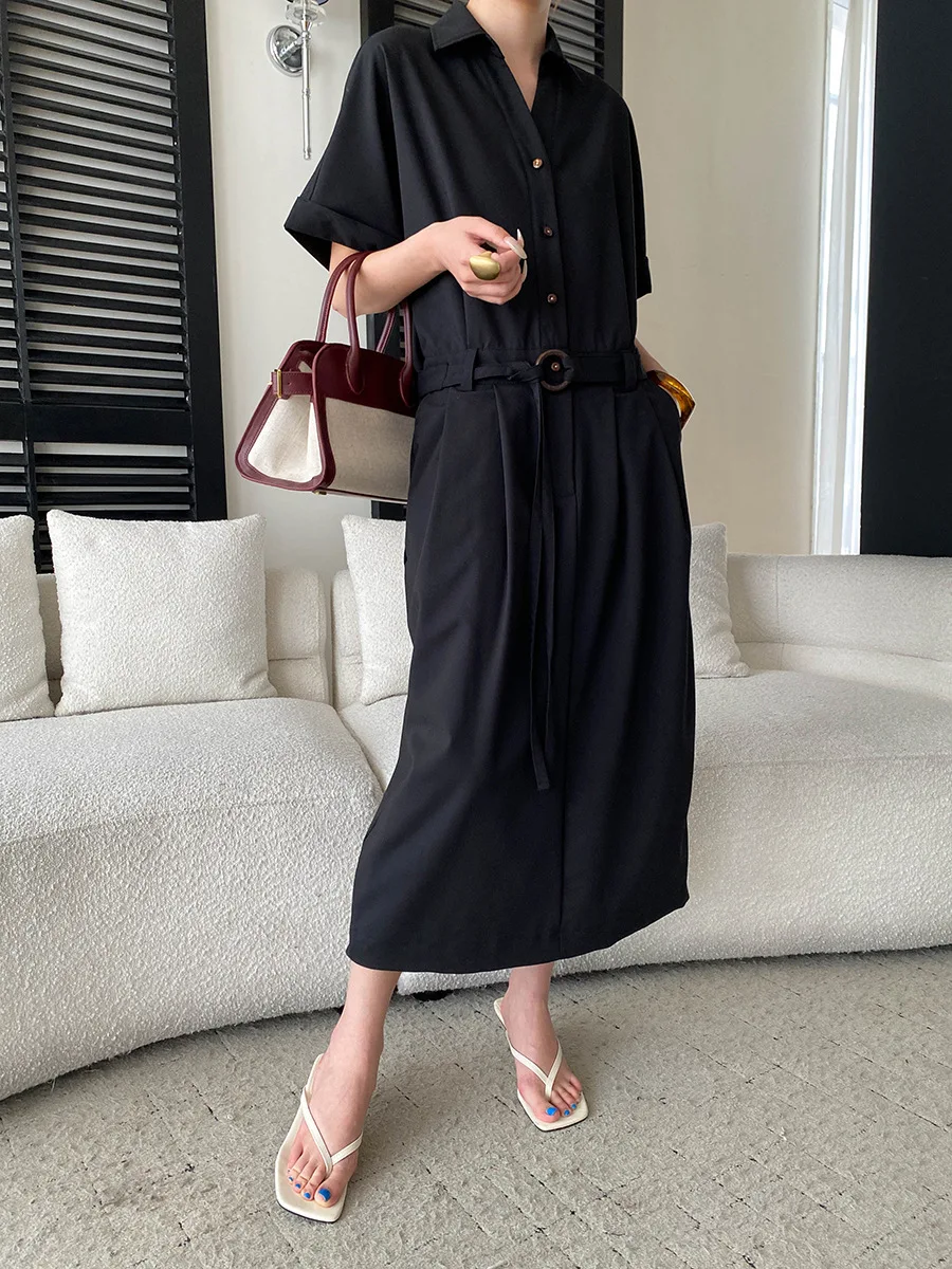 Frühlings- und Sommerkleid für Damen, lässig, einfarbig, bequem, tailliert, figurbetont. – Detail 7