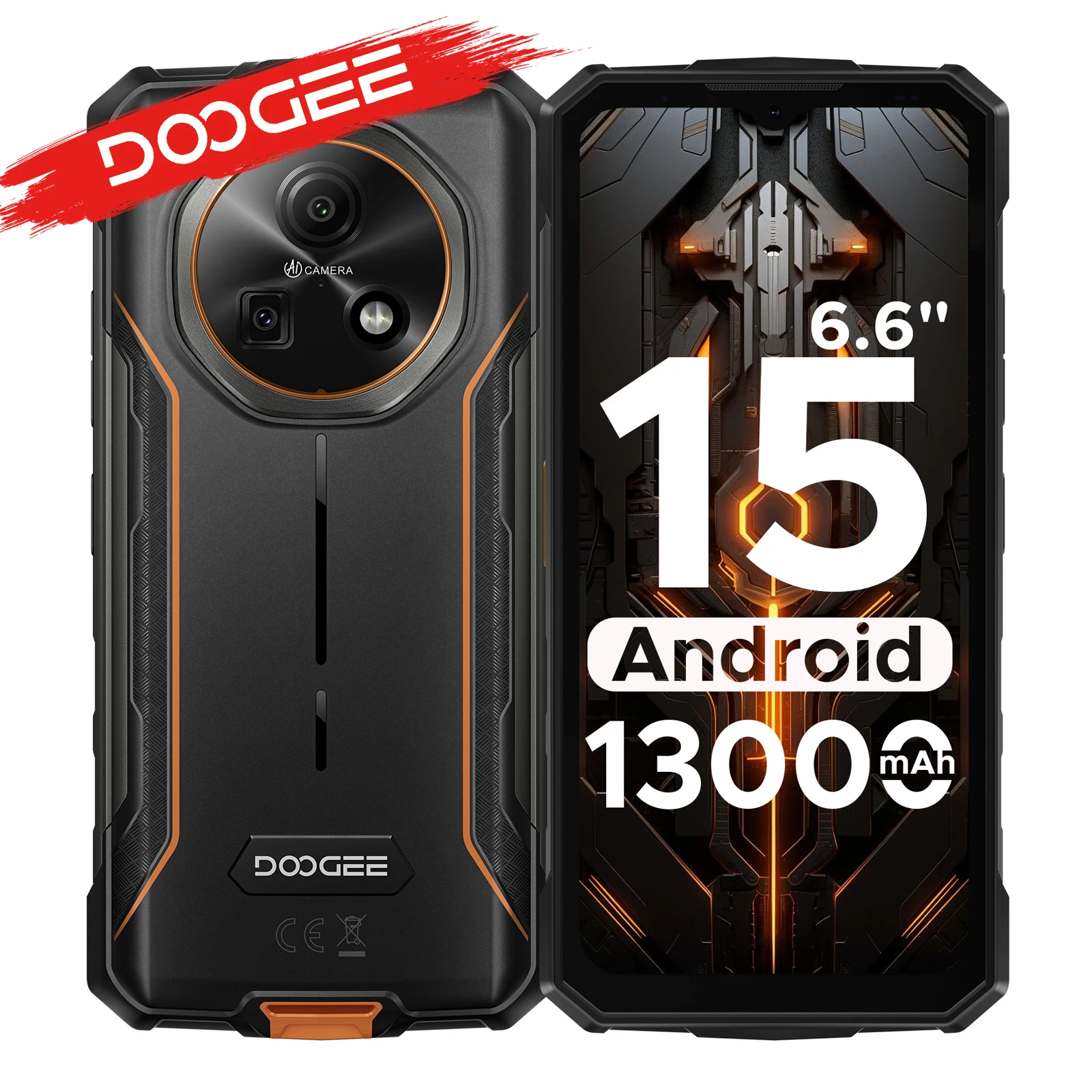 DOOGEE Fire 5 6.6 Telefono ruvido Batteria mAh Smartphone NFC 12 GB (3 9) RAM 64 GB ROM Android 15 Google Pay Supporto Cellulare