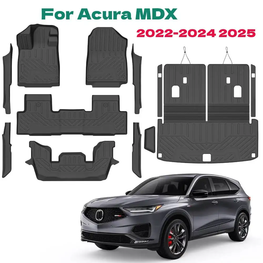 

Floor Mats Cargo Liner for 2022-2024 2025 Acura MDX, All Weather TPE 2-in-1 Cargo Mat with Backrest Mat for MDX Accessories