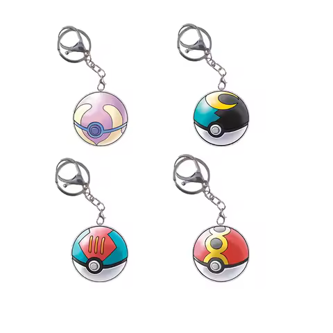 Keychain Poke Ball Great Ultra Master Love Heal Ball Anime Game Characters Self Made Acrylic Pendant Decoration Safari