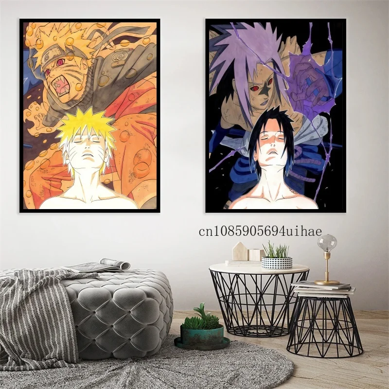 

Naruto Poster Kakashi Sasuke Itachi Uchiha Akatsuki Anime Character Ukiyo-e Painting Modern Home Art Decoration Aesthetic Gift