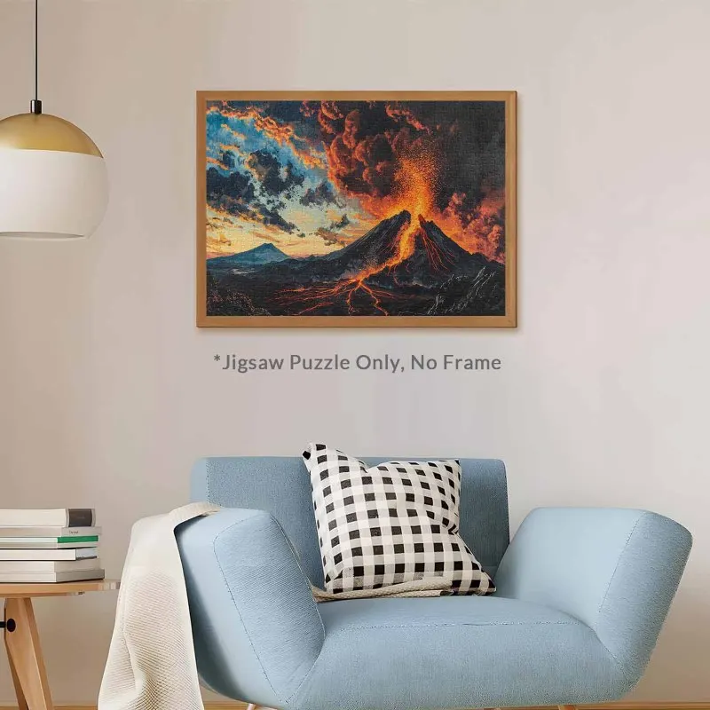 Puzzle dla dorosłych - 500 elementów, wybuch wulkanu, ognista lawa, dramatyczny krajobraz