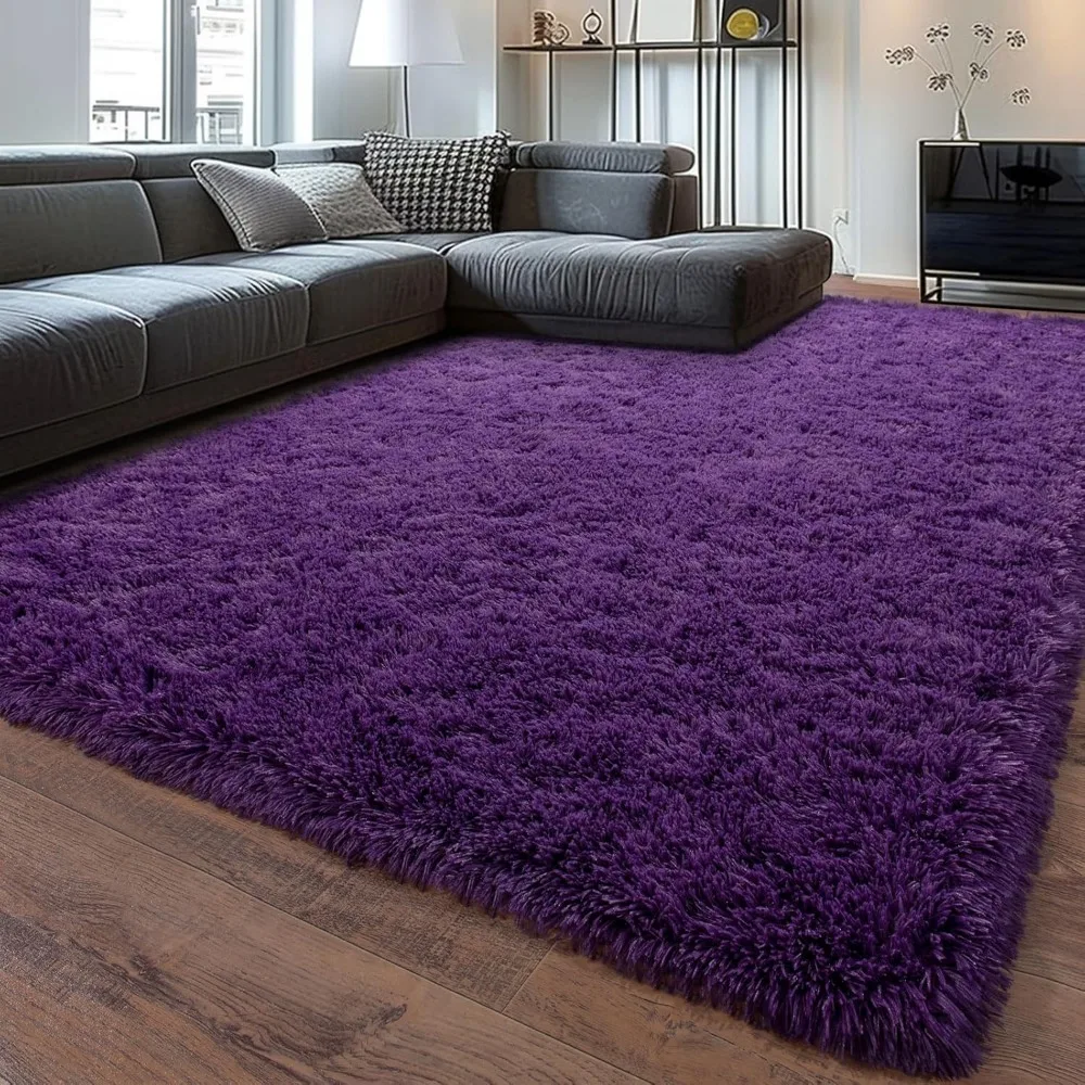 9x12 tapetes grandes para sala de estar, tapete grande roxo ultra macio para quarto berçário, tapete de pelúcia fofo moderno para crianças