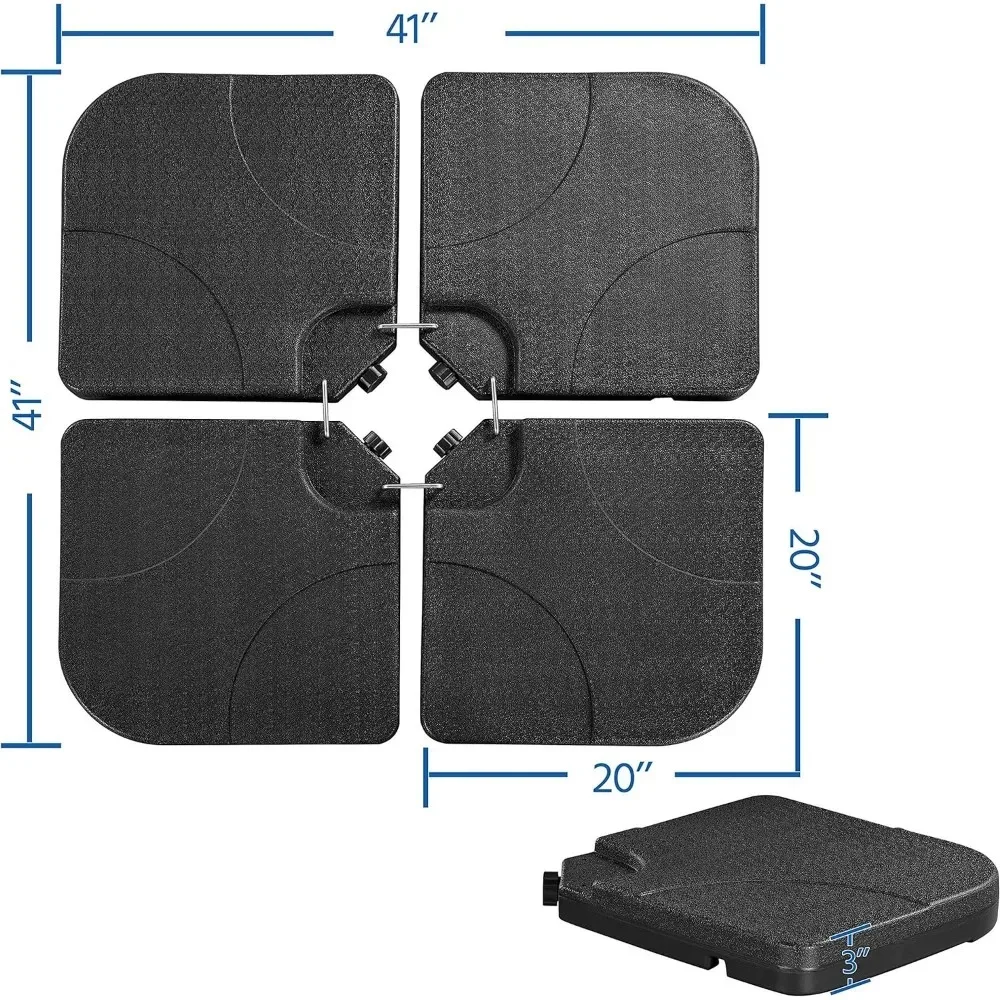 4-Piece Umbrella Base Outdoor Umbrella Stand Square Shaped Cantilever Offset Filled with Water or Sand for Garden