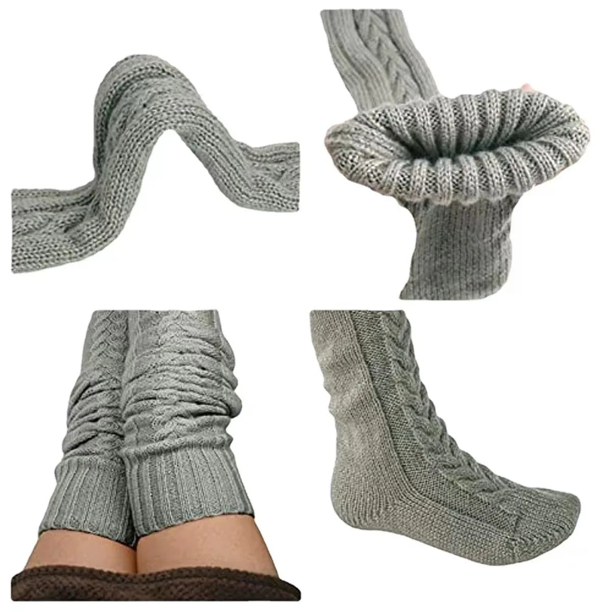 1 COPPIA di calzini invernali lavorati a maglia da donna, caldi sopra il ginocchio, calzini impilabili estesi