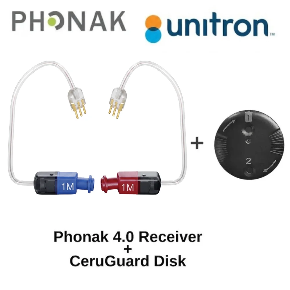 Phonak Unitron Size 1 Receiver + 1pack CeruGuard Wax Guard RIC Hearing Aid SDS 4.0 Replacement Receiver Standard Power RIC Wire