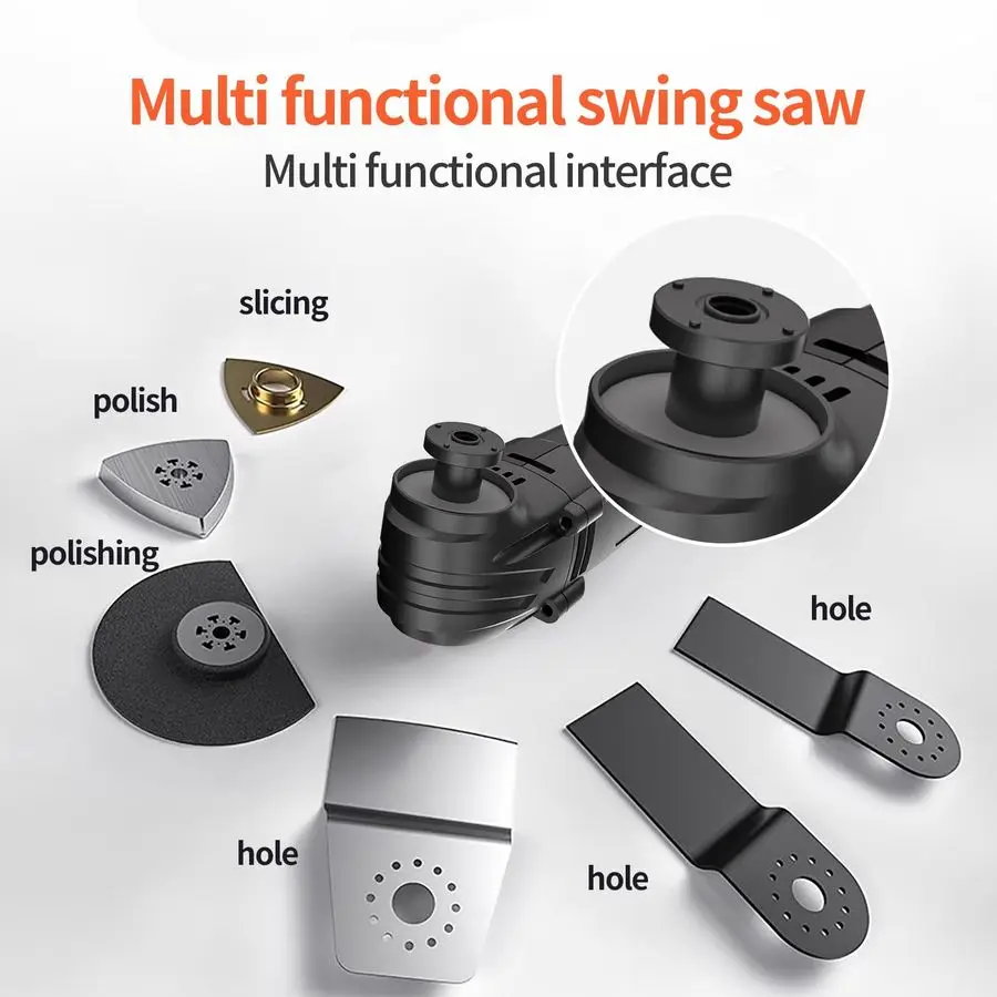 أداة متعددة متأرجحة مع 23 قطعة من أدوات التخزين وشفرات التغيير السريع للخشب المعدني PVC تتضمن قرص صنفرة ومكشطة و15 Sa