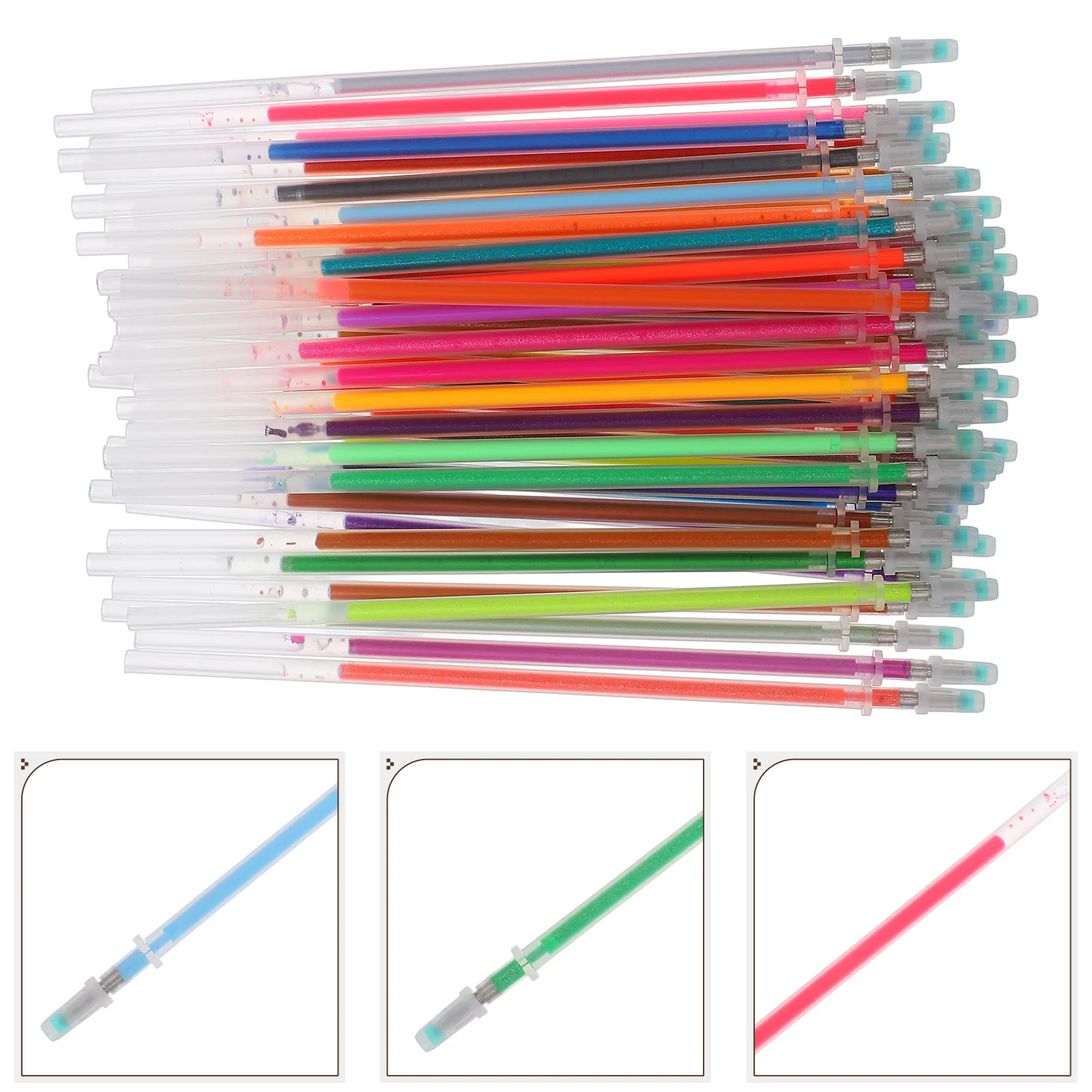 

0.5mm Gel Ink Pen Refills 48 Colors Glitter Fluorescent Ink for Pens Drawing Painting Craft Art Stationery