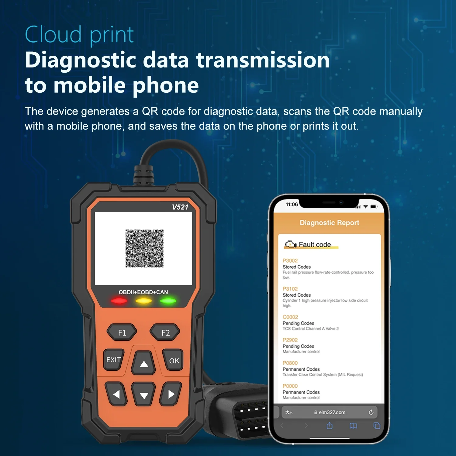 Universal OBD2 Diagnostic Scanner Tool Code Reader Live Data Most Protocols Compatible Clear Engine Fault Light