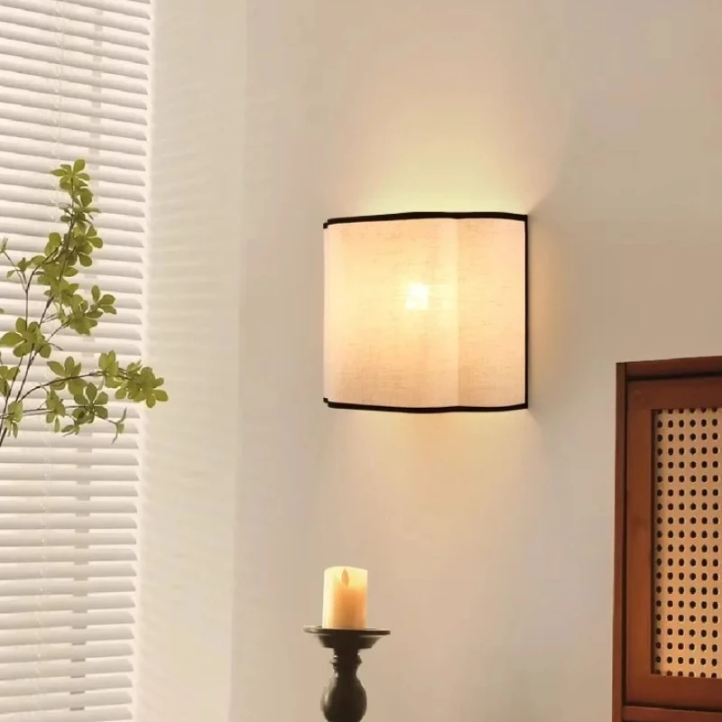 French Cream Style Wall Lamp Creative Linen Bedroom Bedside Background Wall Decorative Lamp Corridor Walkway Lamp