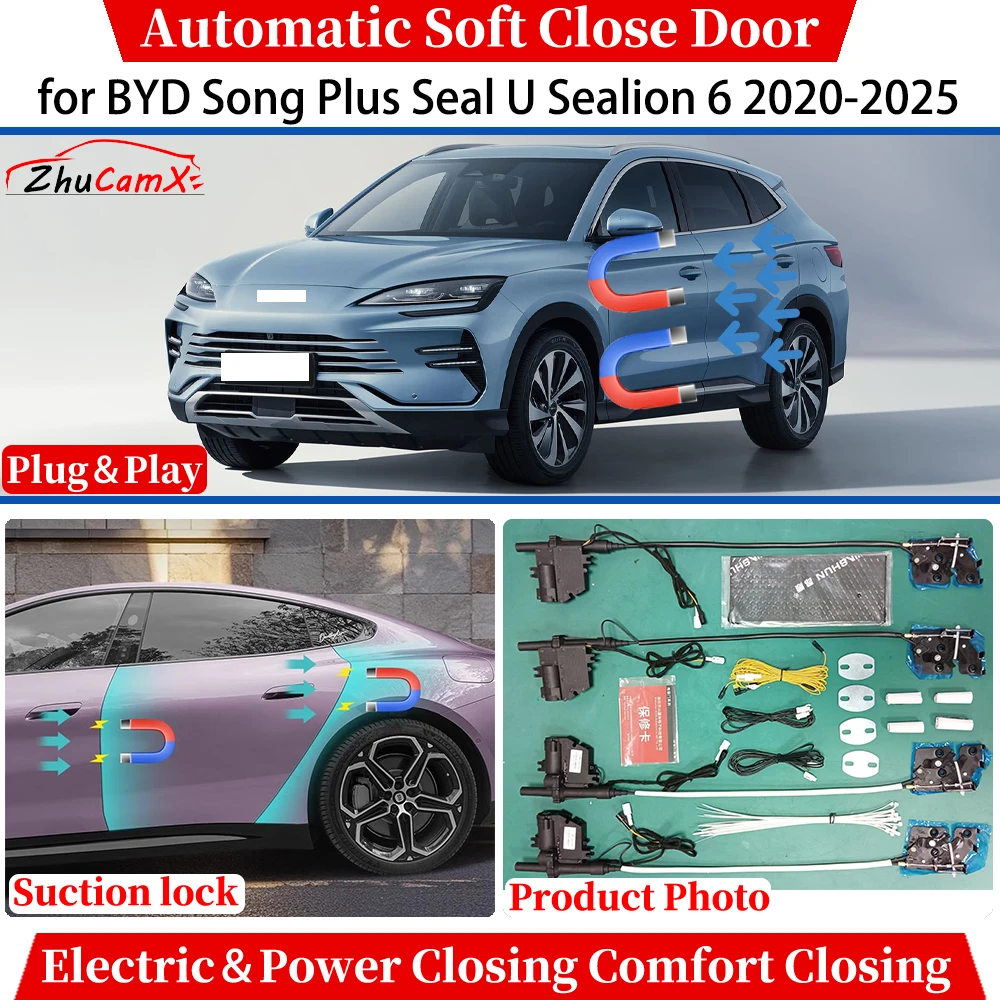 

for BYD Song Plus Seal U Sealion 6 2020-2025 Automatic Soft Close Door Electric Power Comfort Closing Suction lock Quiet System