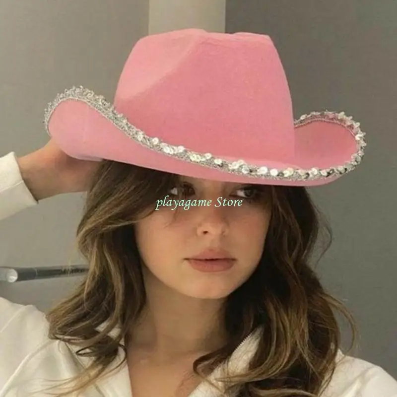 Y88A – chapeau Cowgirl pour mariées, chapeau Cowboy élégant, JazzHat, accessoires fête pour femmes