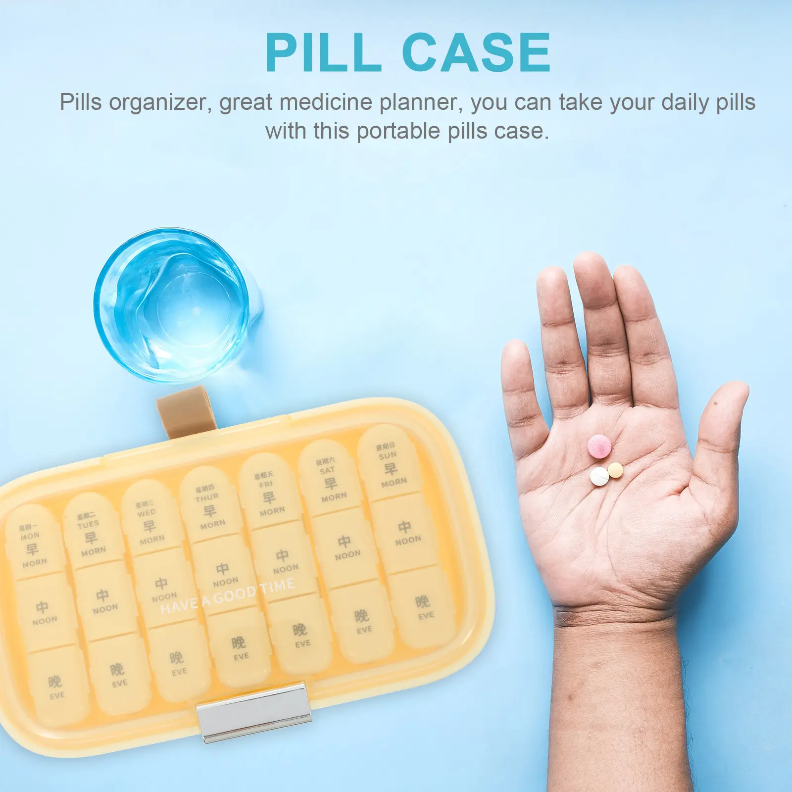 Daily Use Medicine Case Portable Pill Organizer Compact Stable Material Lightweight Storage Box for Pills