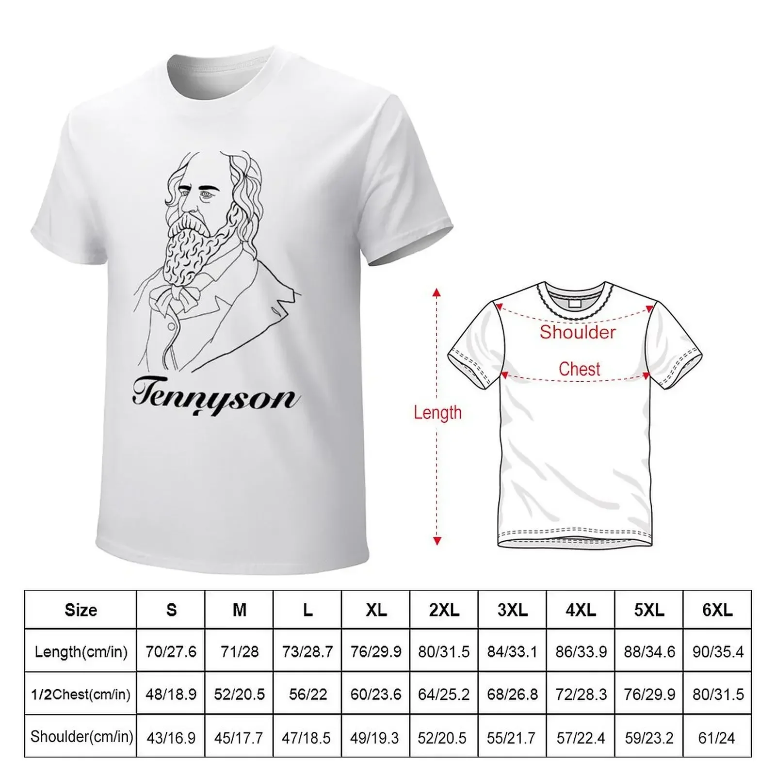 Lord Alfred Tennyson Portrait T-Shirt graphic t shirts plus size clothes oversized t shirts for men