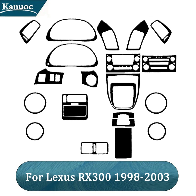 For Lexus RX300 1998 1999 2000 2001 2002 2003 ABS Piano Black Decorative Full Set Stickers Car Interior Accessories