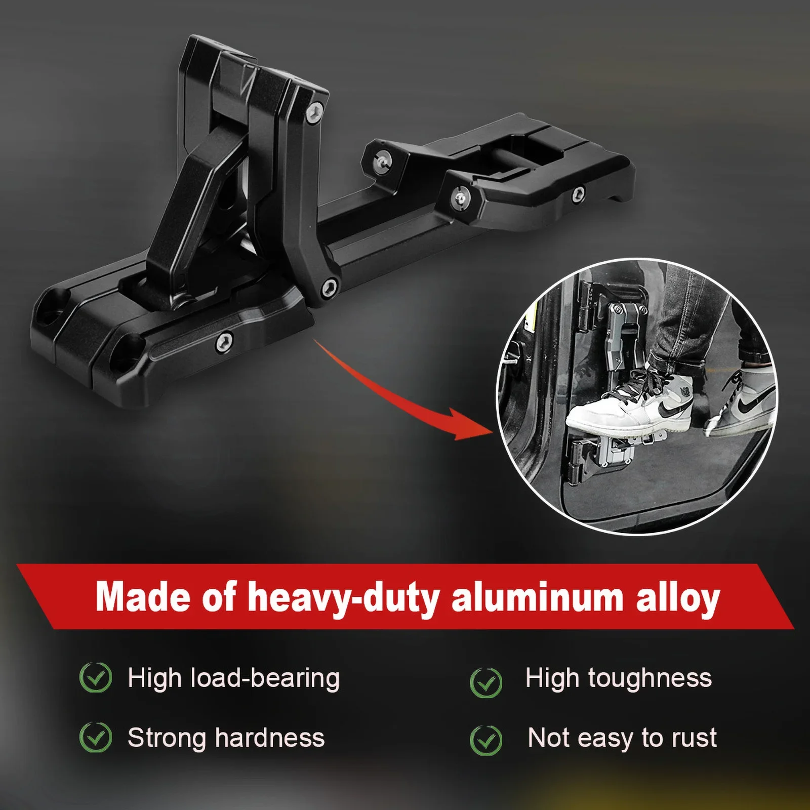 Door Hinge Step Heavy Duty Aluminum Footboard Foldable Car Folding Stepping Ladder for Jeep Wrangler JL JLU JK JKU 2007-2021