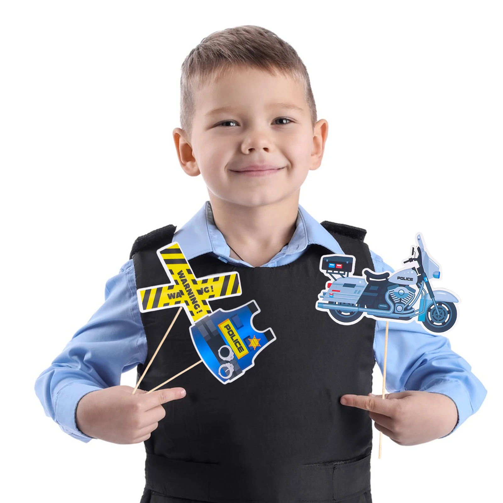 

25pcs Police Photo Booth Props Handheld Party Decorations Birthday Carnival Roleplay Props Vibrant Lightweight For