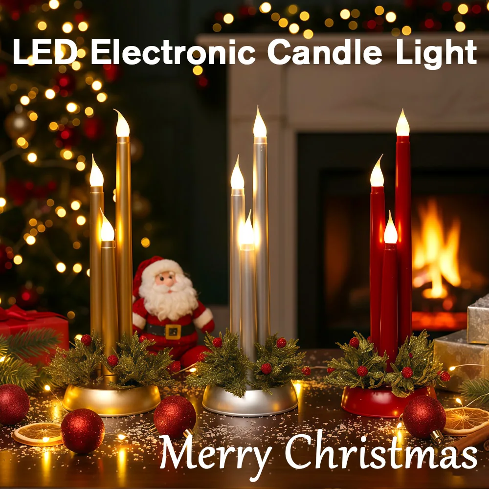 حوامل شموع عيد الميلاد، حامل شمع على الطاولة، حامل شموع LED لتزيين المزرعة، قطعة مركزية لإكليل المنزل لديكور الحفلات #1