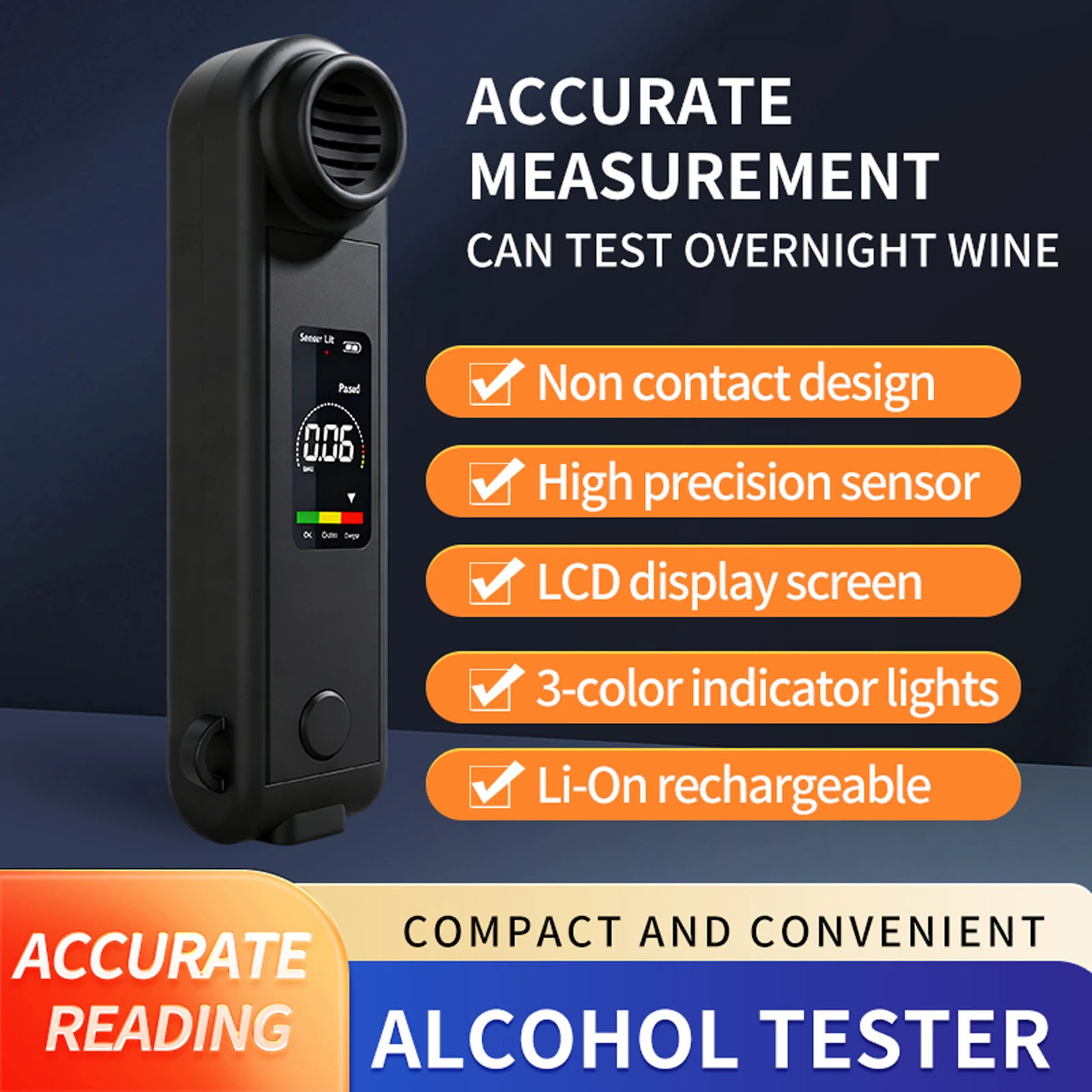 LCD شاشة ديجيتال عدم الاتصال الكحول متر دقة الكحول أداة تشخيصية الكحول اختبار الكحول للاستخدام الشخصي