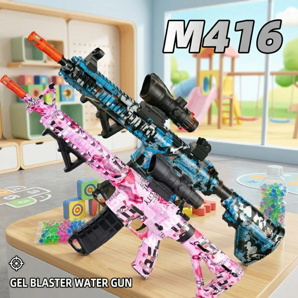 

Электрический гелевый бластер M416: высокоскоростной пистолет для стрельбы водяными шариками, интерактивная игрушка для детей и родителей для игр на улице