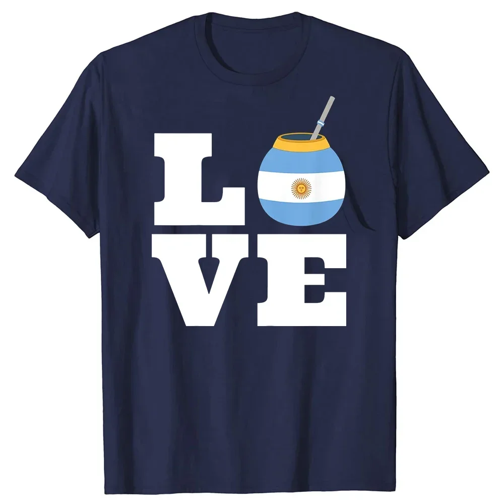 Graphic Cotton Short Sleeve Summer T-shirt Men Streetwear Yerba Mate Argentina Flag Argentinian Gift Argentine Pride T Shirts