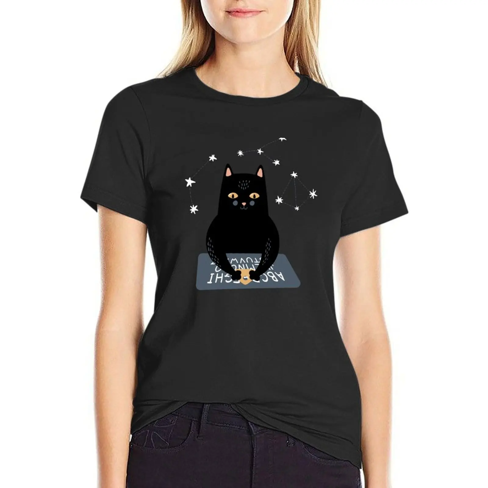 

Cat and Ouija T-Shirt graphics lady clothes aesthetic clothes oversized plus size t shirts for Women loose fit
