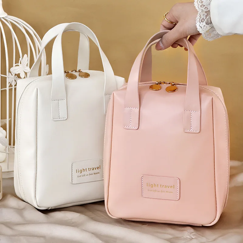 

Pu Hand-Held Makeup Bag Large Capacity High-End Feel Travel Portable Cosmetics Storage Bag Toiletries Makeup Bag