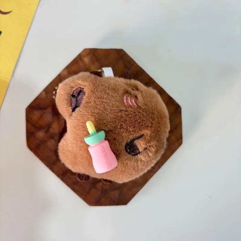 Xm 1 قطعة 6 سنتيمتر/2.36in كابيبارا ألعاب من نسيج مخملي المفاتيح الكرتون لينة محشوة دمية قلادة سيارة حلقة رئيسية حقيبة الظهر ديكور طفل هدية